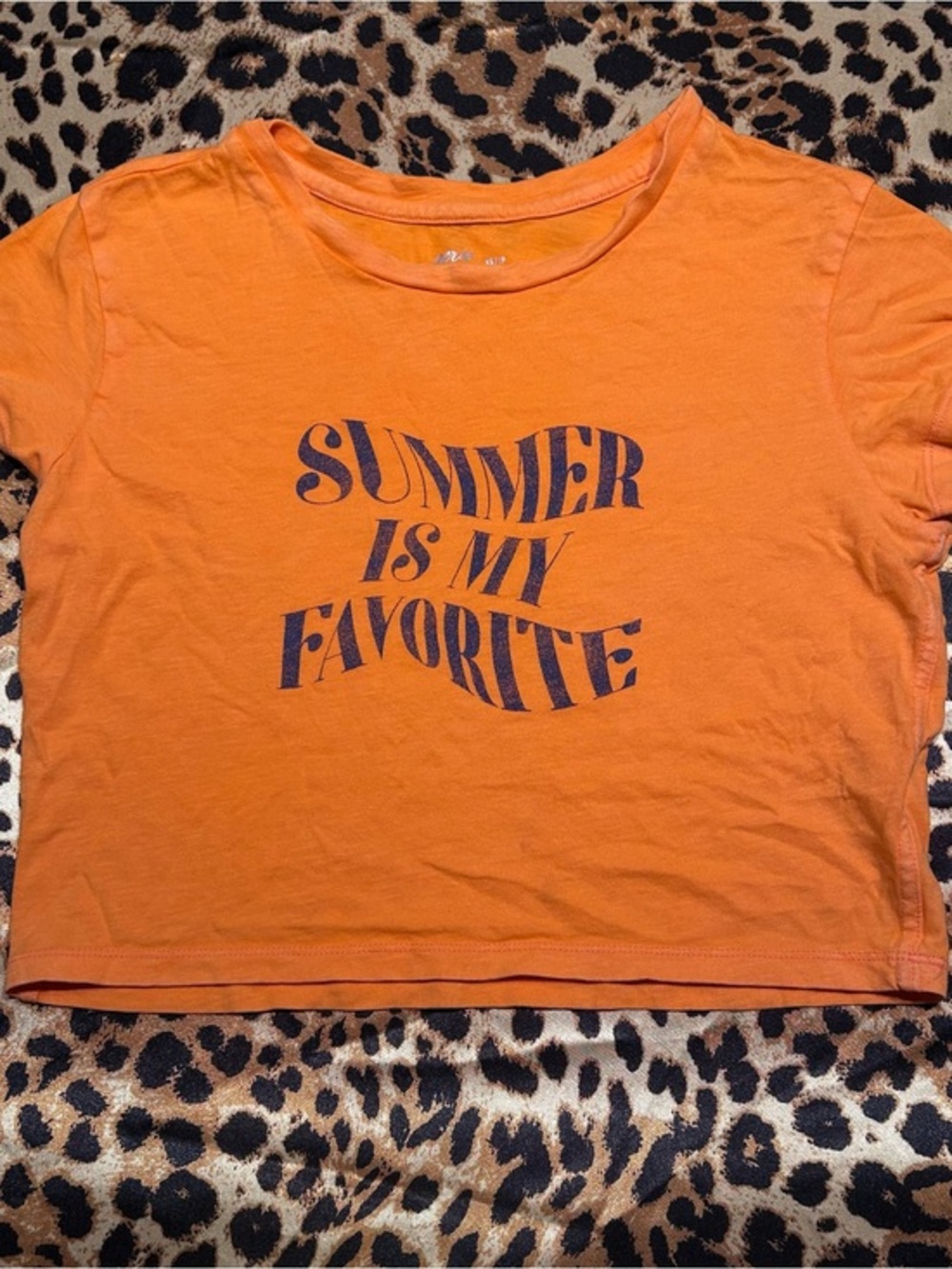 Aerie Womens Orange Summer Is My Favorite Graphic Crop Top T-Shirt